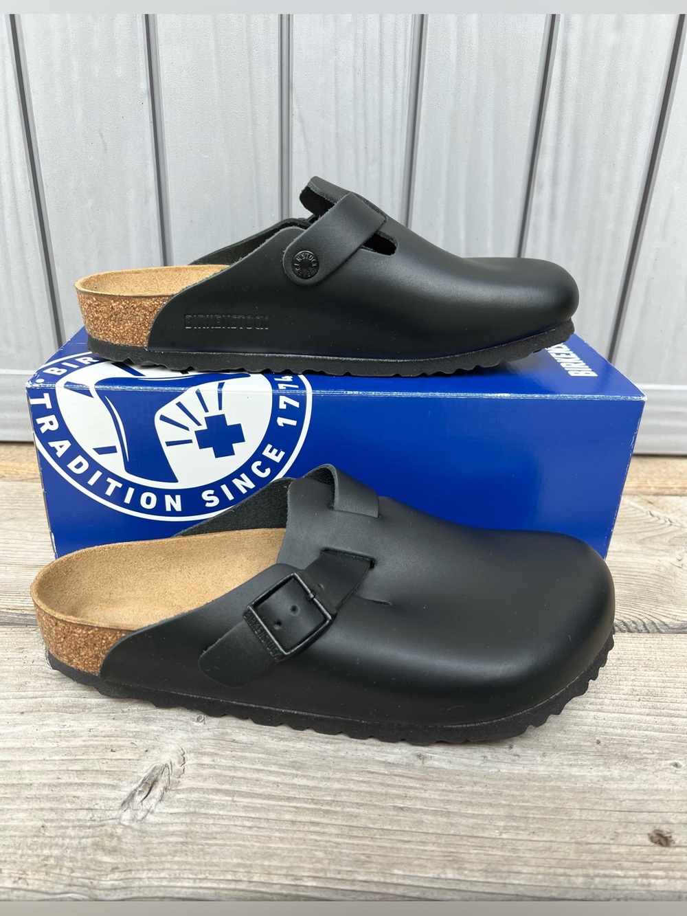 Birkenstock Boston Clogs Black Leather